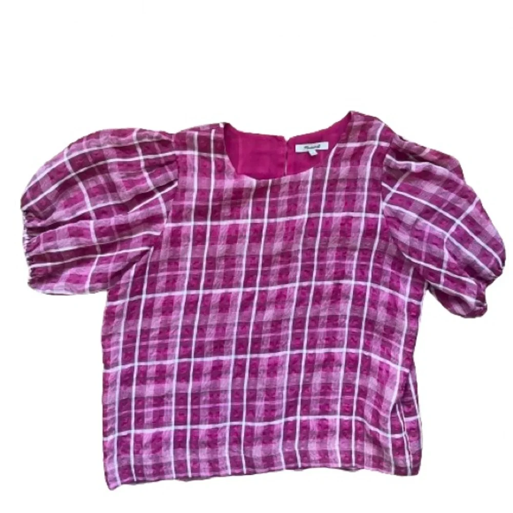 Madewell Plaid Puff Sleeve Top